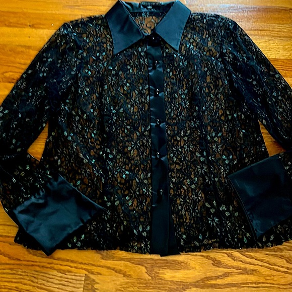 EUC Gorgeous Sandra Darren Lace, Satin&SoftGold2pcCocktail wear.Chemise &Tank 10 - Picture 6 of 14